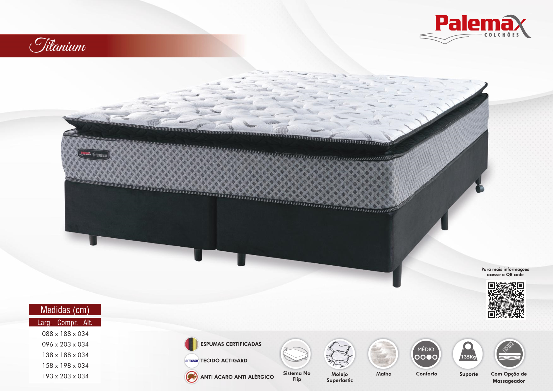 Colchão Titanium Palemax — Pillow Top • Molejo Superlastic • Médio